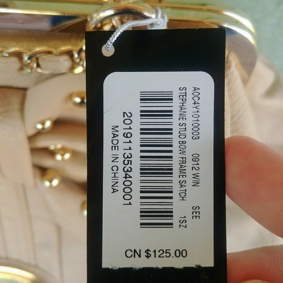 NWT Bebe Stephanie Stud Bow Frame Satchel - Picture 5 of 7